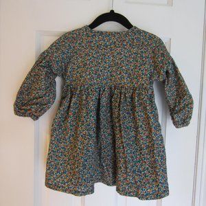 LA STELLA Girls floral print flannel long sleeve dress Sz 90 (U.S. 2T)